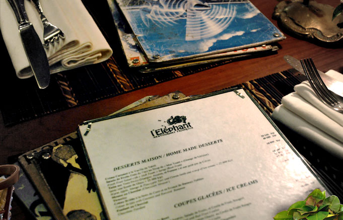 Les cartes et menus du restaurant l'Elephant à Luang Prabang