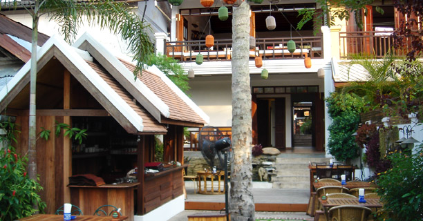 Back garden of the coconut garden restaurant - luang prabang - Laos