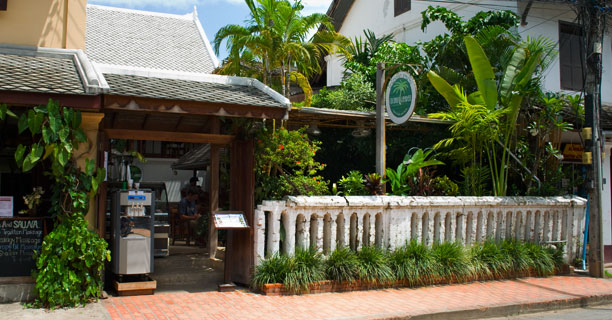 Entrance of the coconut garden restaurant - luang prabang - Laos