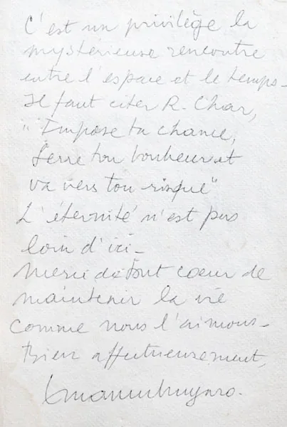 Guestbook page signed by Emanuel Ungaro