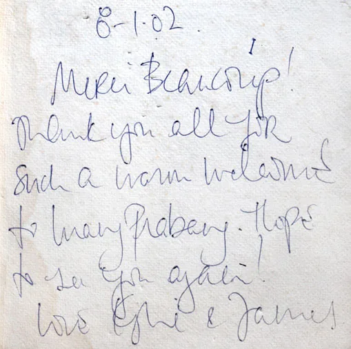 Guestbook page signed by Kylie Minogue