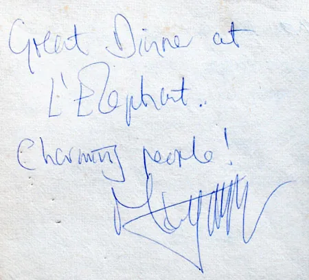 Guestbook page signed by Mick Jagger