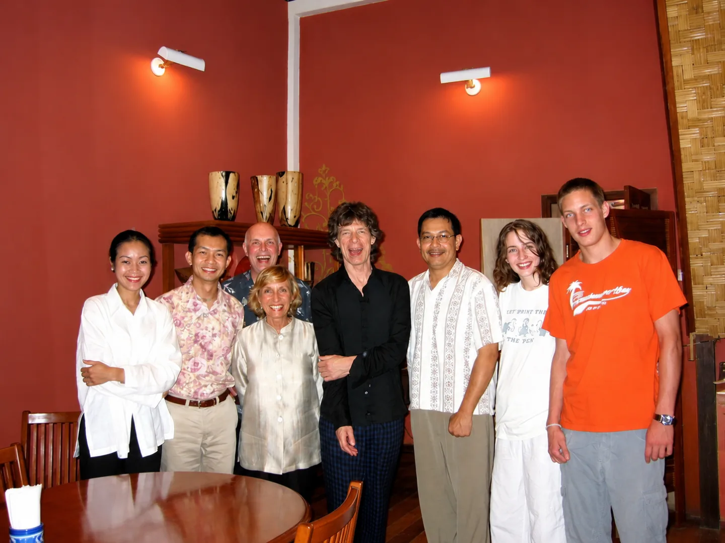 Photographie de groupe avec Mick Jagger.